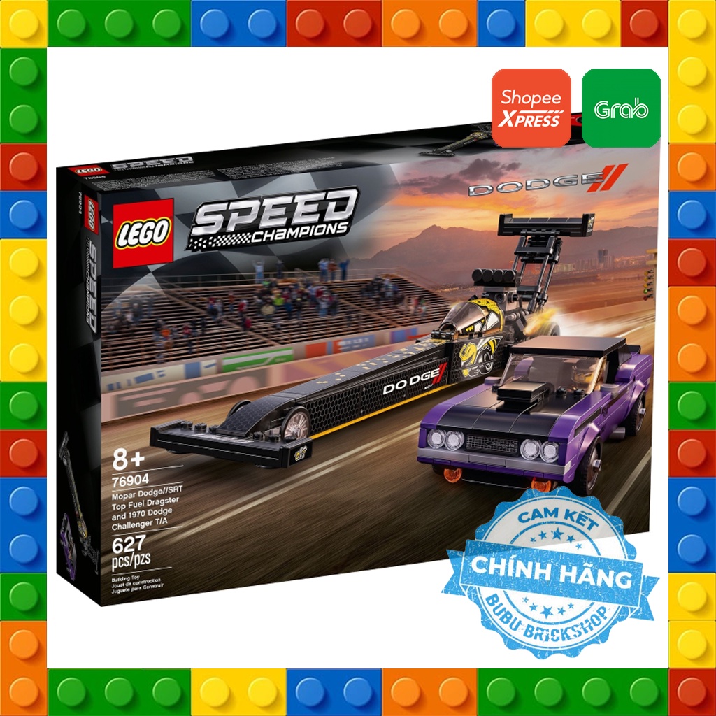 Lego Speed Champions 76904 - Mopar Dodge SRT Top Fuel Dragster and 1970 Dodge Challenger - Bộ xếp hì