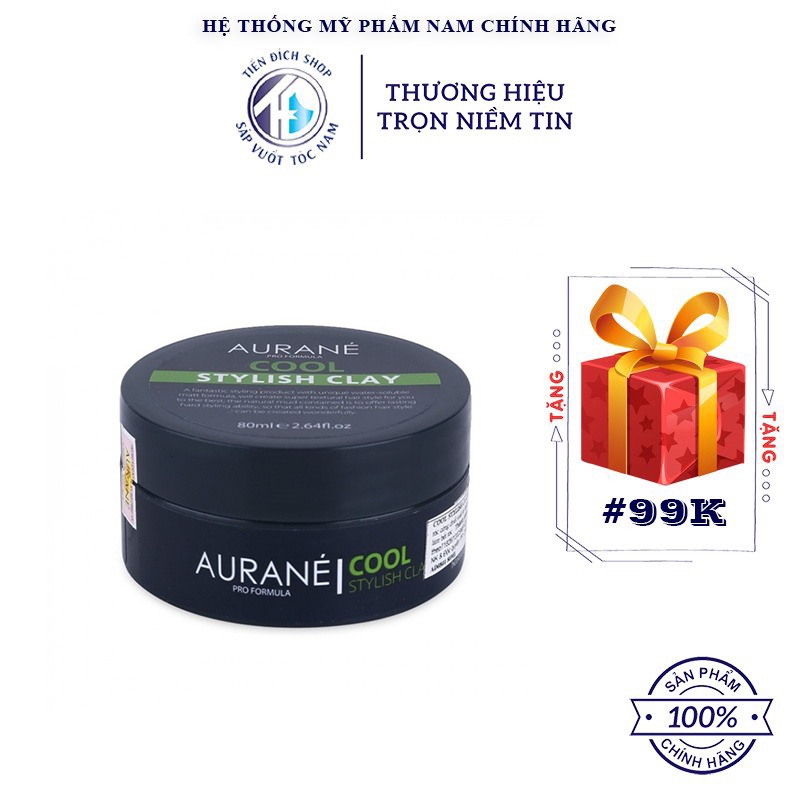 Sáp vuốt tóc nam Aurane Cool Stylish Clay 80ml chính hãng