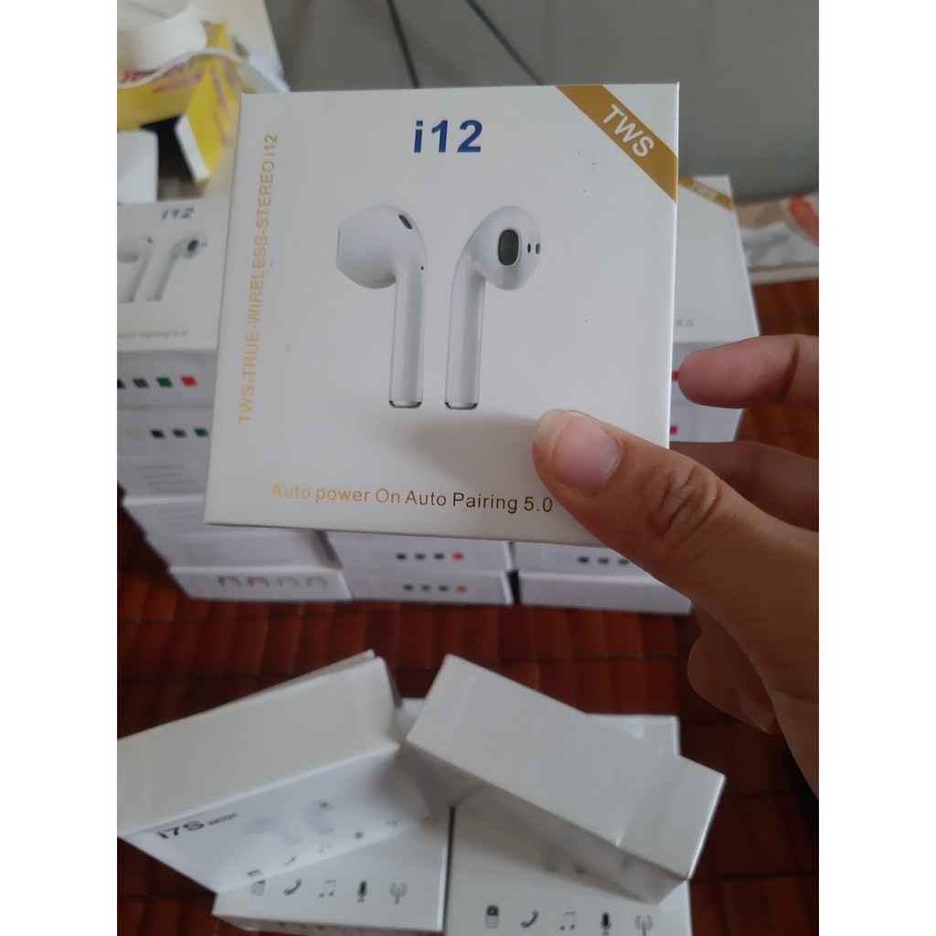 Tai Nghe Bluetooth i12 TWS 5.0 Cảm Ứng Cực Nhạy Tăng Chỉnh Âm Lượng 1 Đổi 1 Trong 90 Ngày