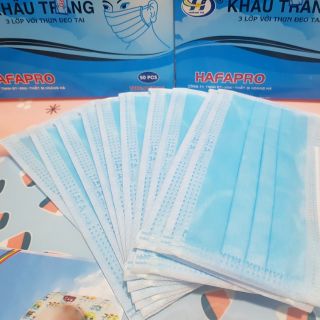 50 Chiếc khẩu trang 3 lớp HAFAPRO, lọc bui 99,99%
