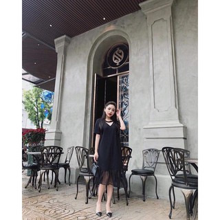 Váy choker phối chân voan