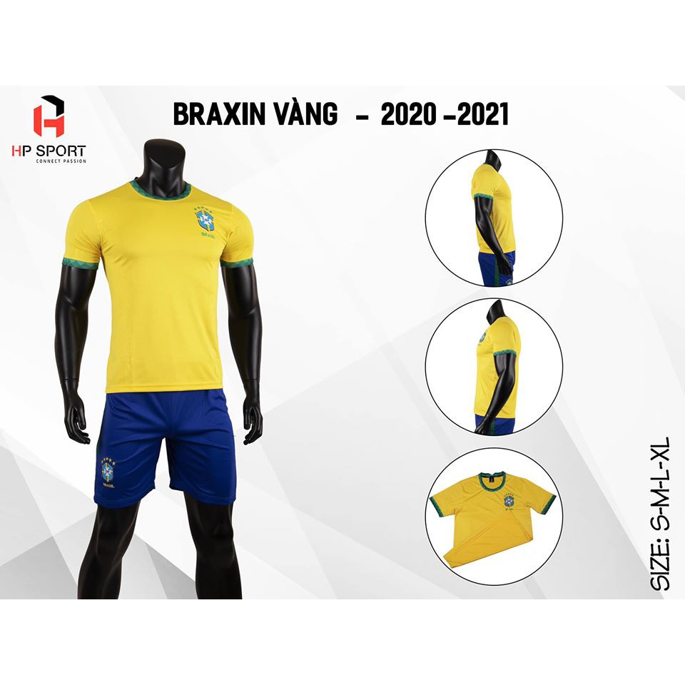 Bộ quần áo bóng đá tuyển Brazil vàng ( bộ quần áo thể thao ) ,., 745