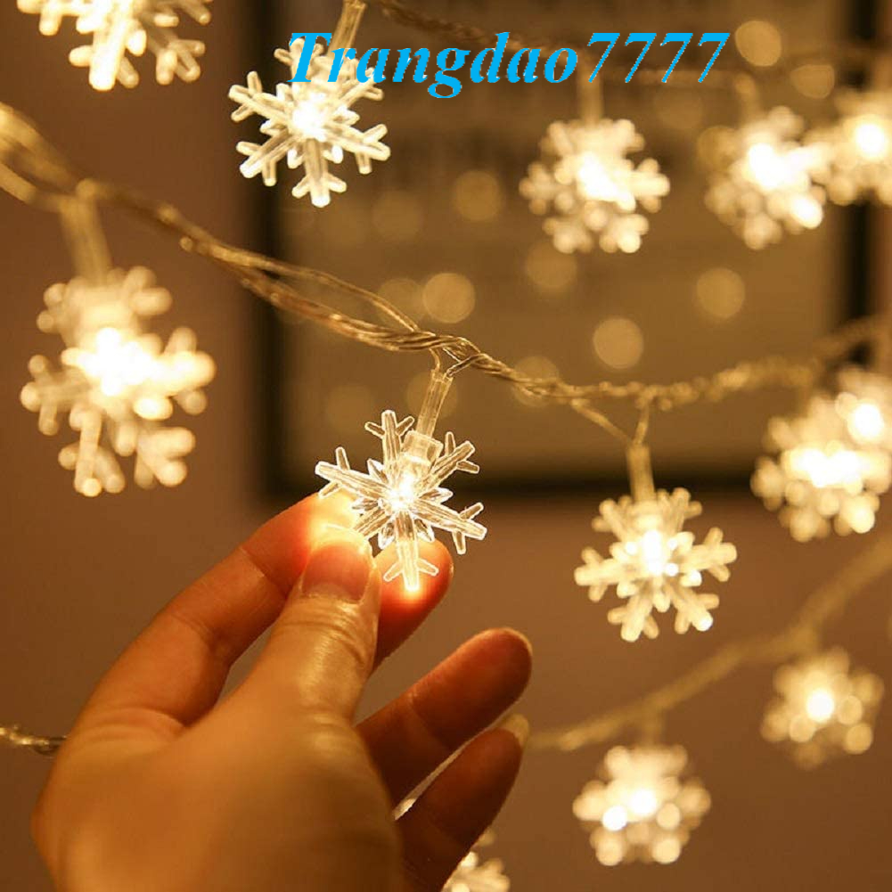 Dây Đèn Led Trang Trí Hình Bông Tuyết Decor Cây Thông Noel Christmas Snowflake String Lights