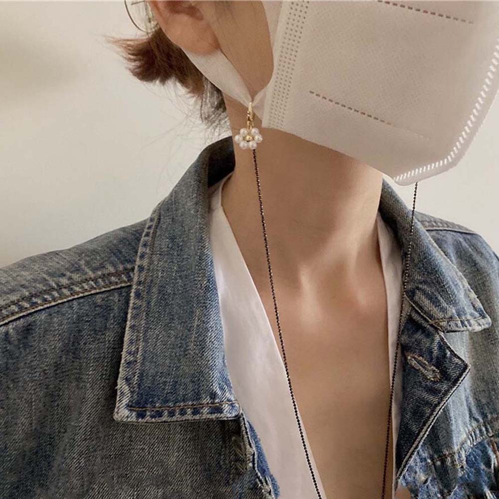 (Hàng Mới Về) Dây Đeo Kính Gắn Ngọc Trai Giả Thời Trang Cho Nam Nữ