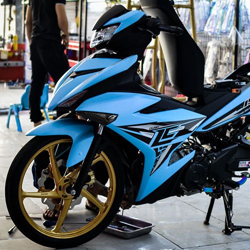 Tem trùm exciter 150 xanh ngọc đen mẫu mới, độ team trùm decal xe máy ex dán đời 2015-2020