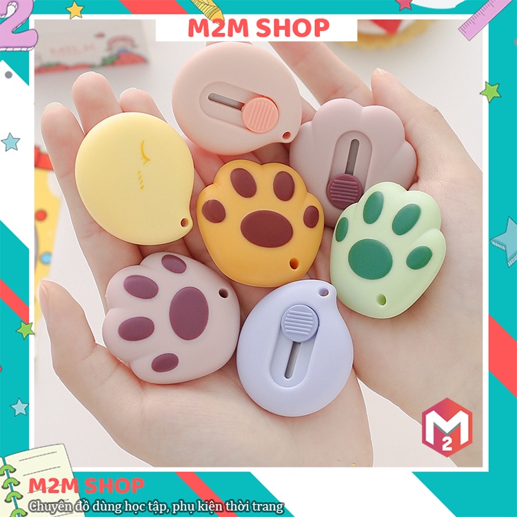 Dao rọc giấy mini hình dấu chân mèo cute dễ thương nhiều màu sắc