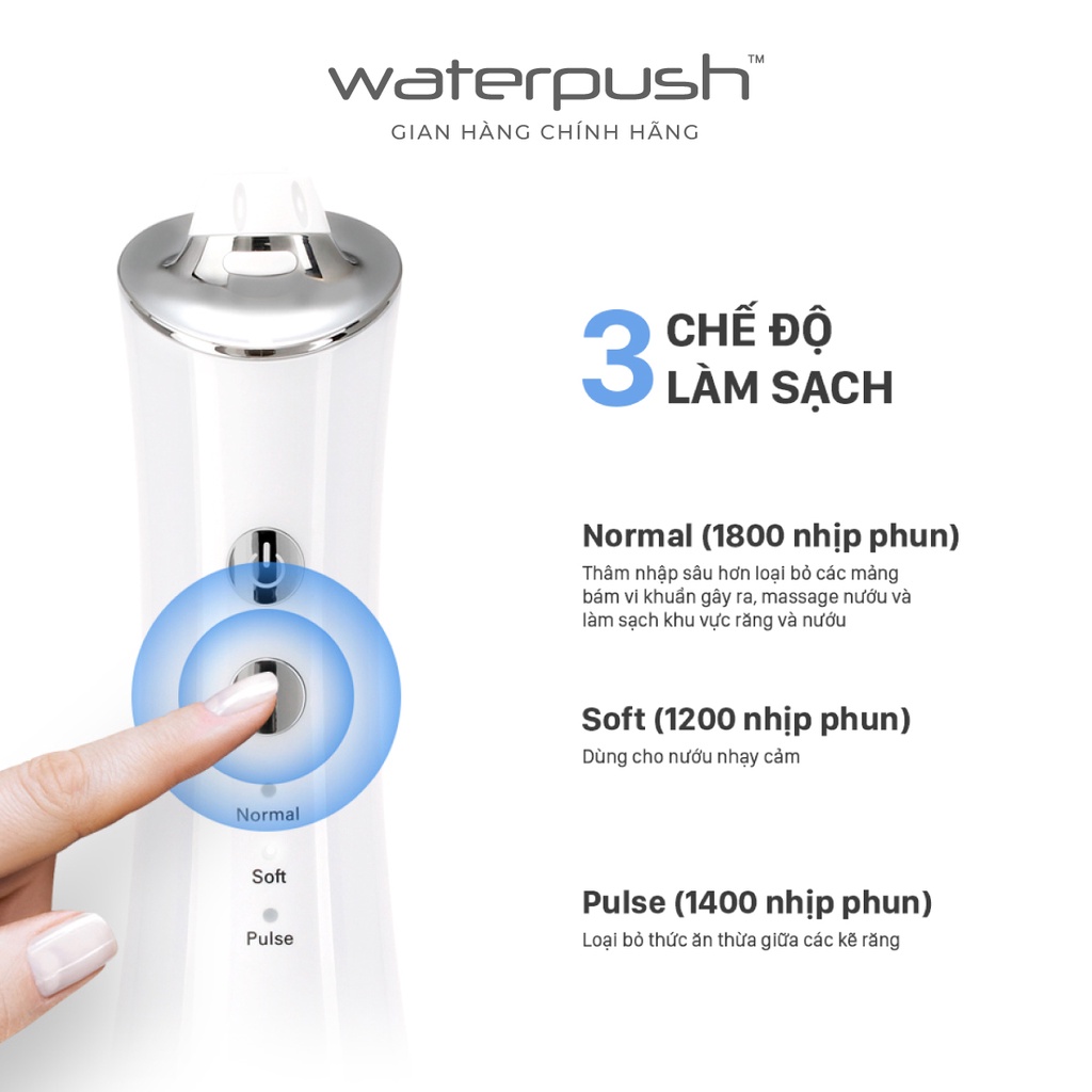 Máy tăm nước cao cấp WaterPush 2203 - Áp lực mạnh -  Thiết kế tinh tế - 1 đổi 1 trong 12 tháng