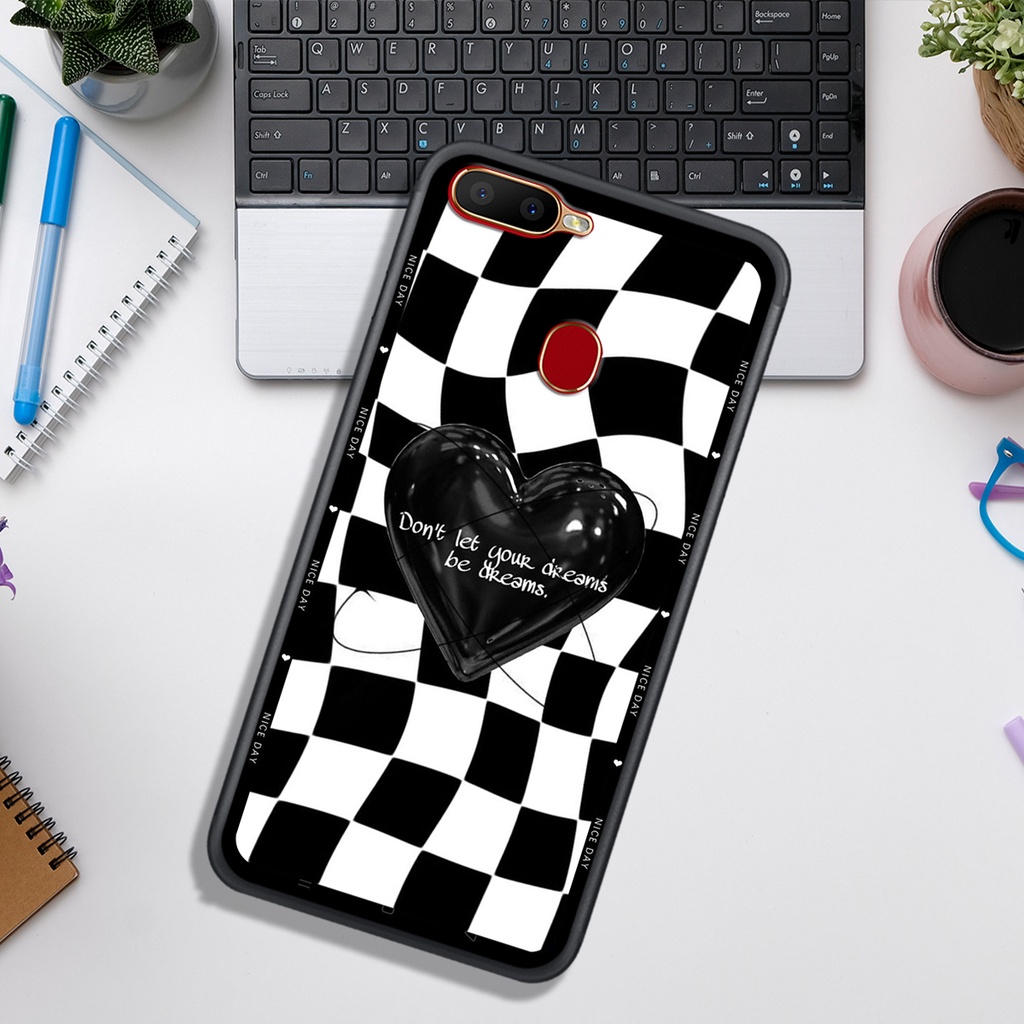 Ốp Lưng OPPO A5S - A7 - A12 - F9 , In Hình &quot;Black Heart&quot; Phong Cách Đẹp.