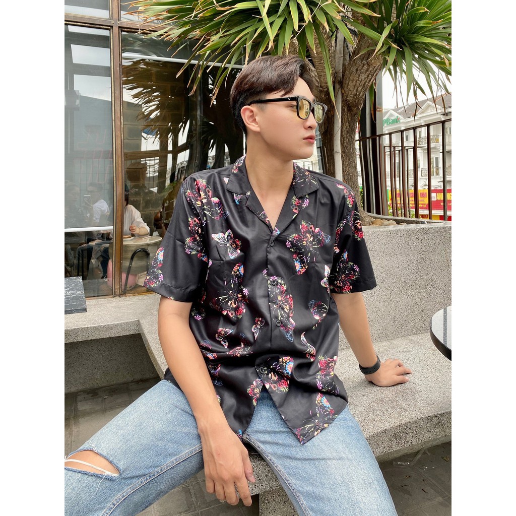 Áo sơ mi họa tiết nam nữ cổ vest hàng xịn, form rộng unisex chất vải cao cấp thoáng mát V-18 | BigBuy360 - bigbuy360.vn