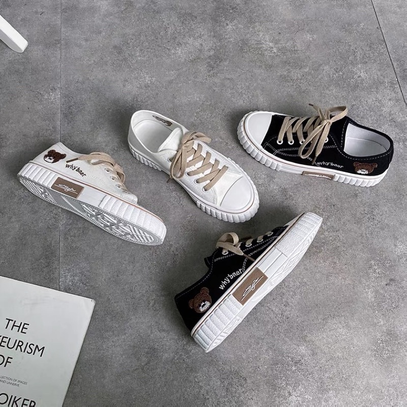 Giày thể thao, giày sneaker hoạ tiết gấu brown dễ thương thời trang phong cách