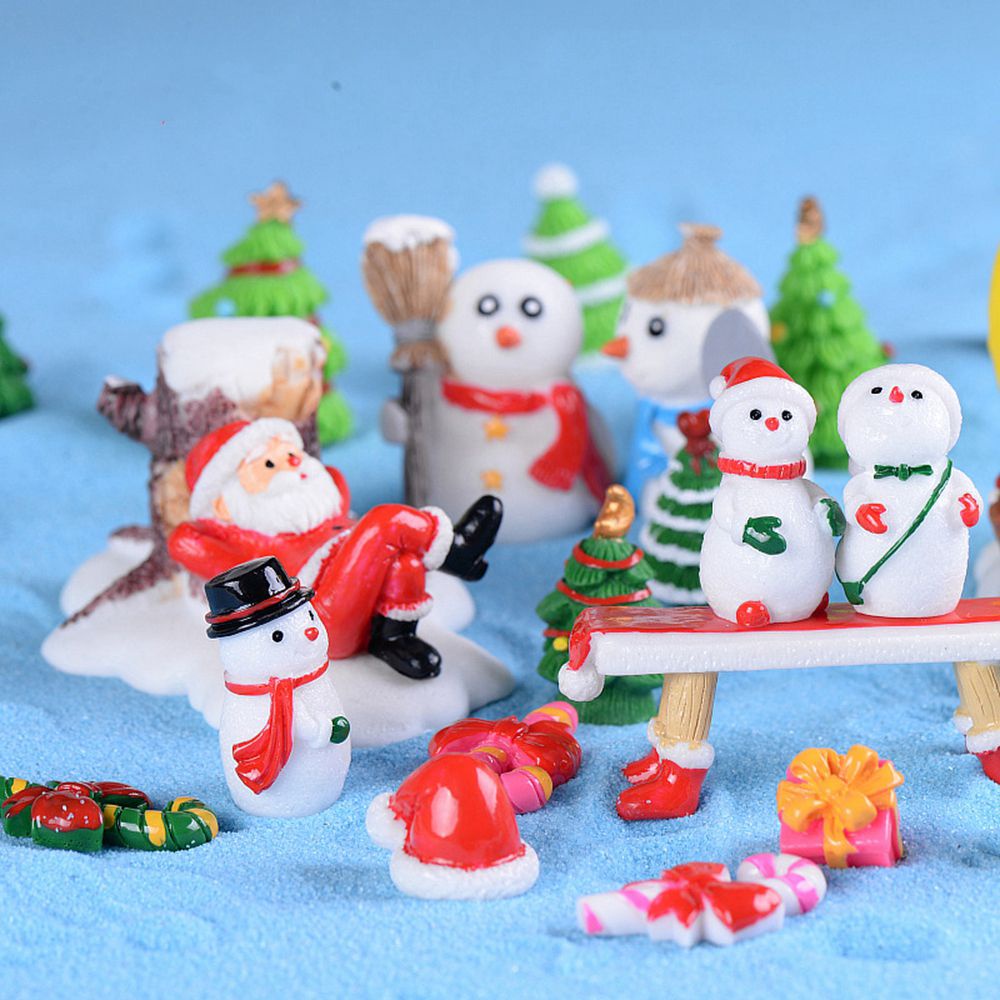 Đồ trang trí ông già noel/người tuyết mini bằng nhựa resin dùng trang trí giáng sinh