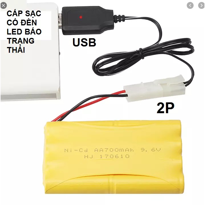 Pin kèm sạc usb 9.6v 700mah Pin đồ chơi điều khiển giá sỉ