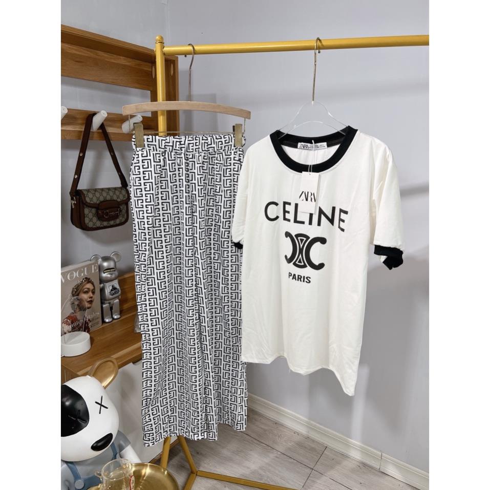 [ 𝐅𝐑𝐄𝐄 𝐒𝐇𝐈𝐏 ]  SÉT BỘ C QUẦN HỌA TIẾT CHỮ ỐNG RỘNG SIÊU CÁ TÍNH