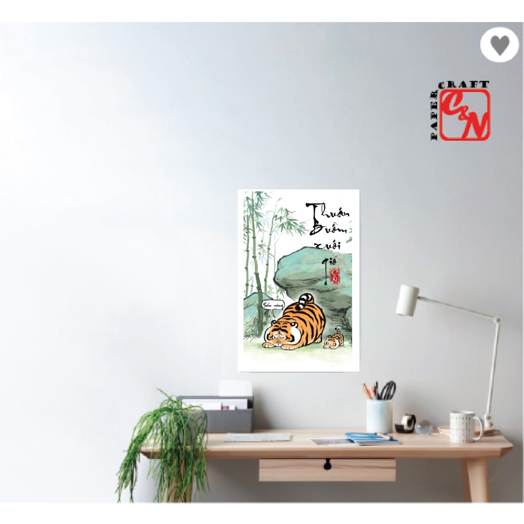 Poster siêu dễ thương|Poster cha con hổ béo|Poster dán tường