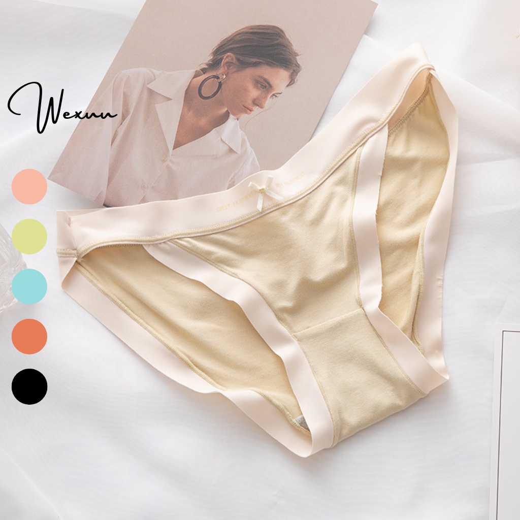 Quần lót nữ Wexuu Design vải cotton lạnh phối viền chữ nơ nâng mông gợi cảm- QC122