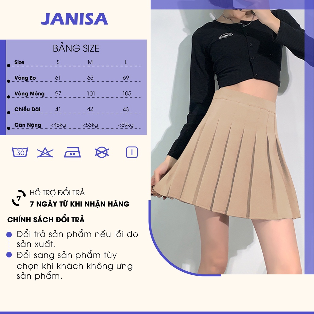 Chân váy xếp ly lưng cao tennis ngắn công sở đẹp JANISA CV02 | BigBuy360 - bigbuy360.vn