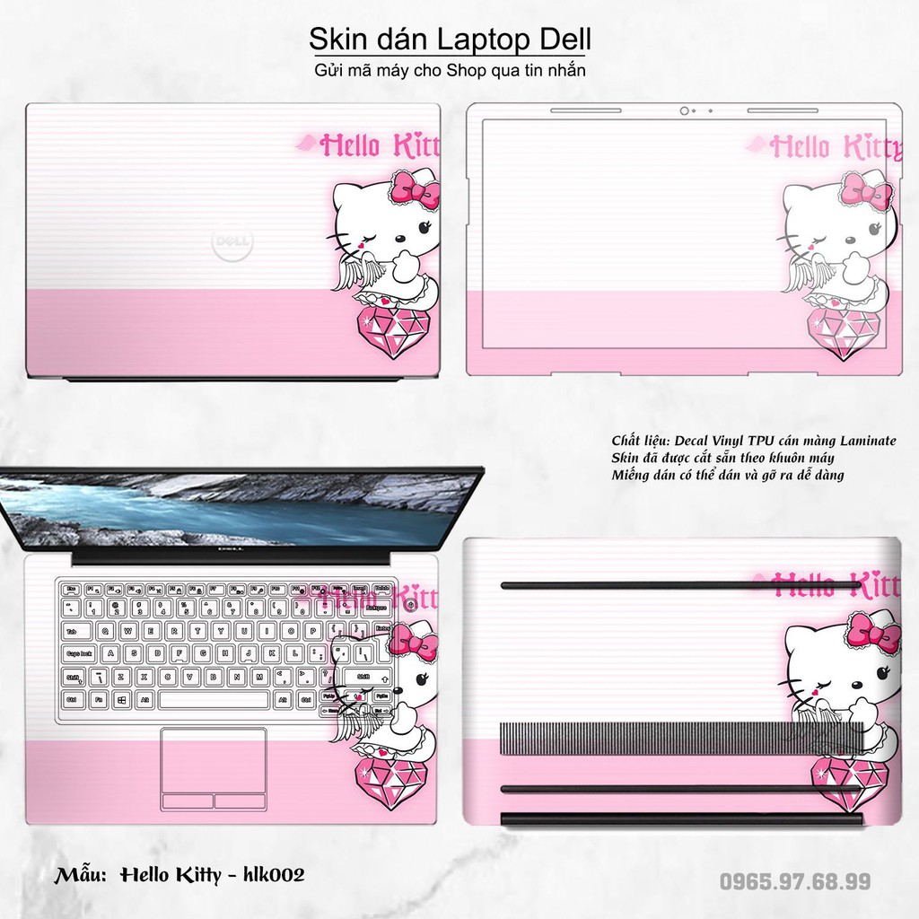 Skin dán Laptop Dell in hình Hello Kitty (inbox mã máy cho Shop)