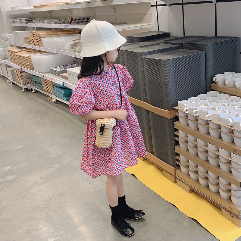 Đầm Công Chúa Dáng Rộng Tay Phồng In Hoa Kiểu Retro Hàn Quốc Thời Trang Mùa Hè Cho Bé Gái Dễ Phối Đồ