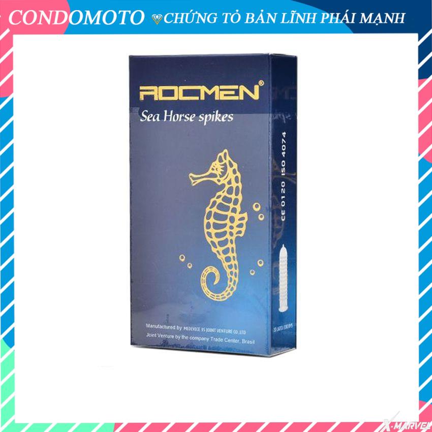 Bao Cao Su Gân Gai Tăng Khoái Cảm 10 chiếc Rocmen Brazil Cá ngựa xanh XMARVEL