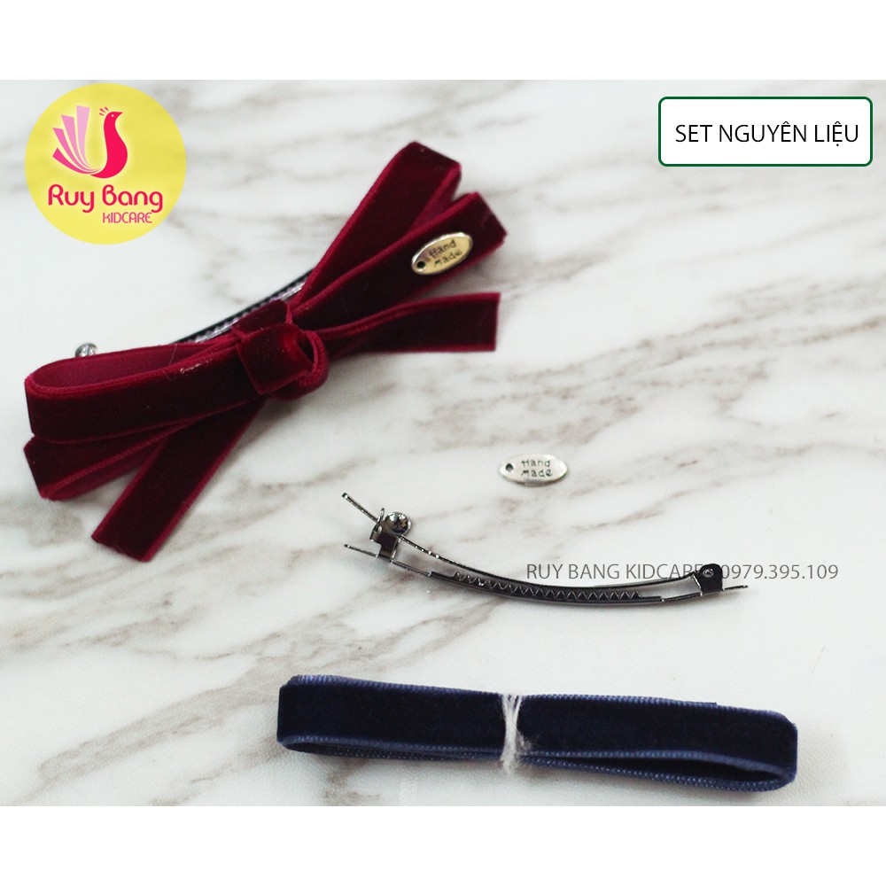 Set combo nguyên liệu làm kẹp tóc từ RB nhung