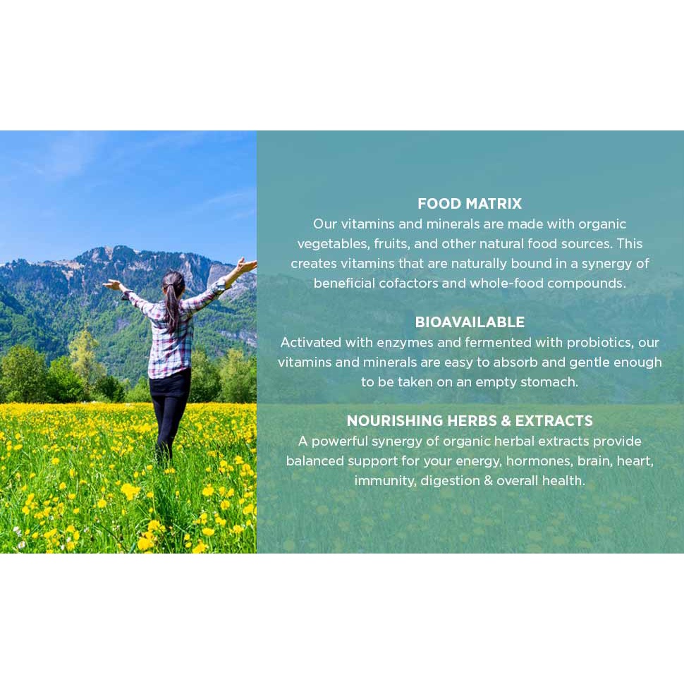HŨ 120 VIÊN ĐA VITAMIN - THẢO MỘC ORGANIC, Non-GMO Pure Synergy Multi Vita·Min·Herb for Women (Nữ)