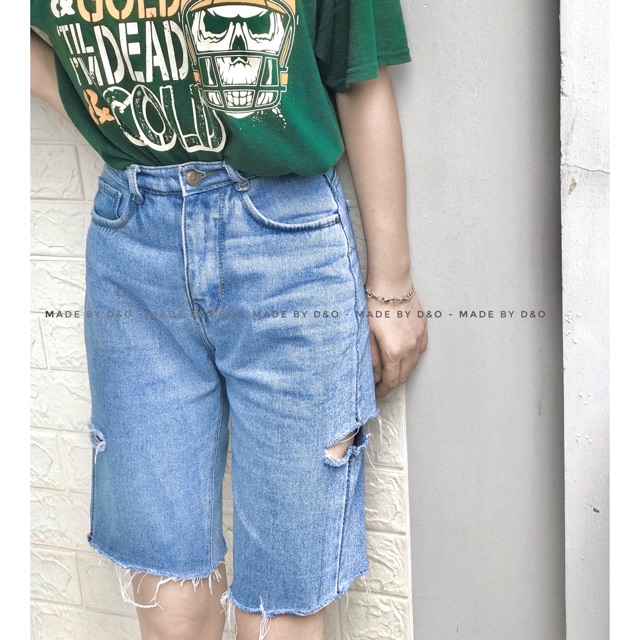 Quần short jean Ngố BIGSIZE / Quần Lửng 5 Tấc - Ngố Không Giãn Lưng Cao