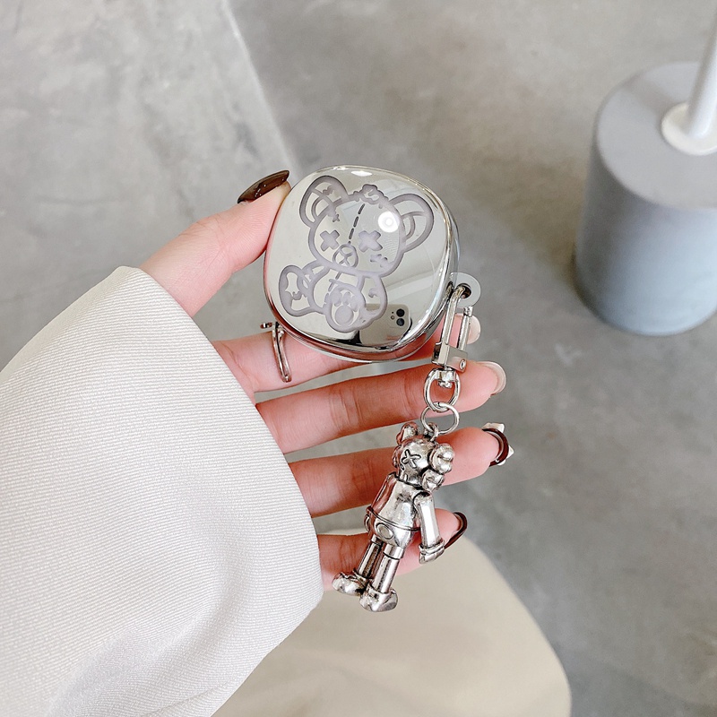 Ốp TPU mềm mạ điện laser hình phi hành gia gấu cóc móc khóa cho Baseus Encok WM01 TWS