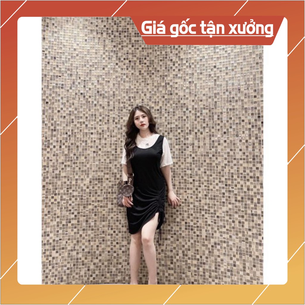 (Shop Uy Tín) SÉT ÁO PHÔNG TRẮNG WANG MIX YẾM RÚT DÂY ĐEN