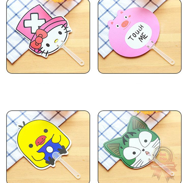 Quạt nhựa cầm tay thitruongsihn mini tròn hoạt hình động vật dễ thương loại to