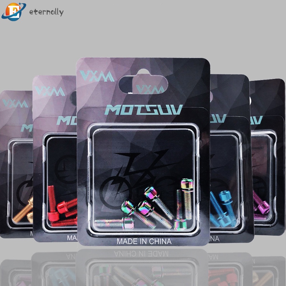 Bộ 6 ốc vít bằng titan M5x18mm kèm vòng đệm cho xe đạp