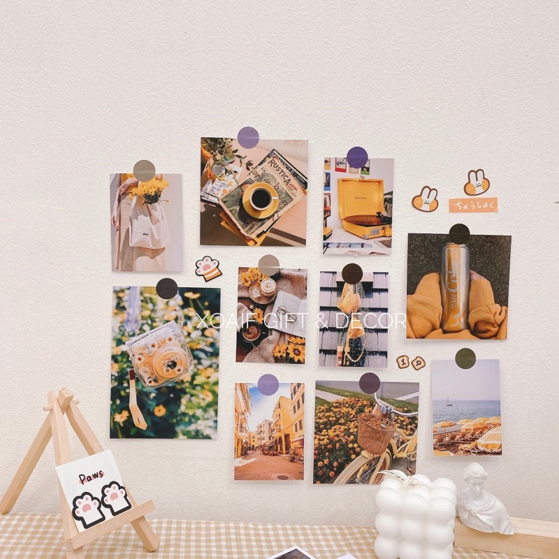 Set postcard thiệp MÀU VÀNG YELLOW có sẵn decor trang trí phòng cực xinh