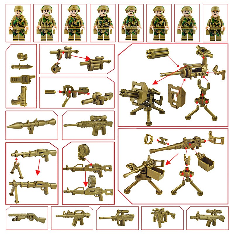 Minifigures Lính đặc chủng Hoa kỳ - U.S Army soldiers - Combo 8 lính full phụ kiện