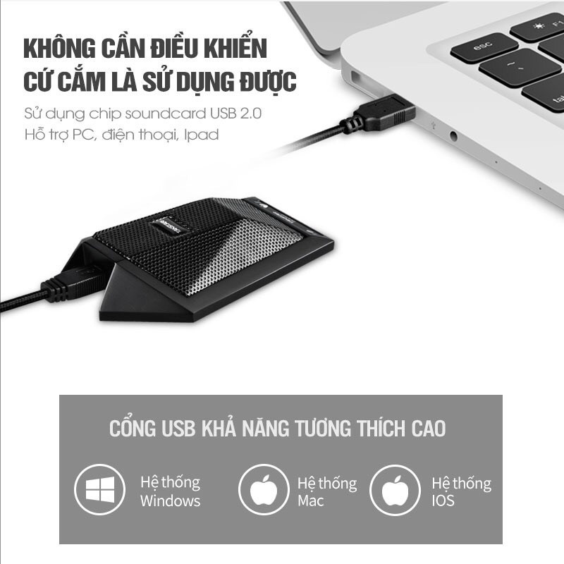 Micro Thu Âm Takstar BM 621 USB, Micro họp trực tuyến, họp online dùng cổng USB, nhỏ gọn để trên mặt bàn luôn dễ dùng