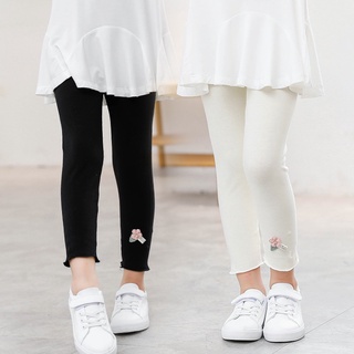 Quần dài đến mắt cá viền bèo chất liệu cotton lycra co giãn ôm dáng thời trang xuân thu cho bé gái