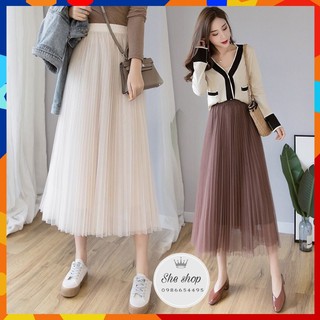 Chân váy xếp ly, Chân váy Voan xếp ly 3 lớp dày dặn, kiểu dáng xinh xắn dễ phối đồ.