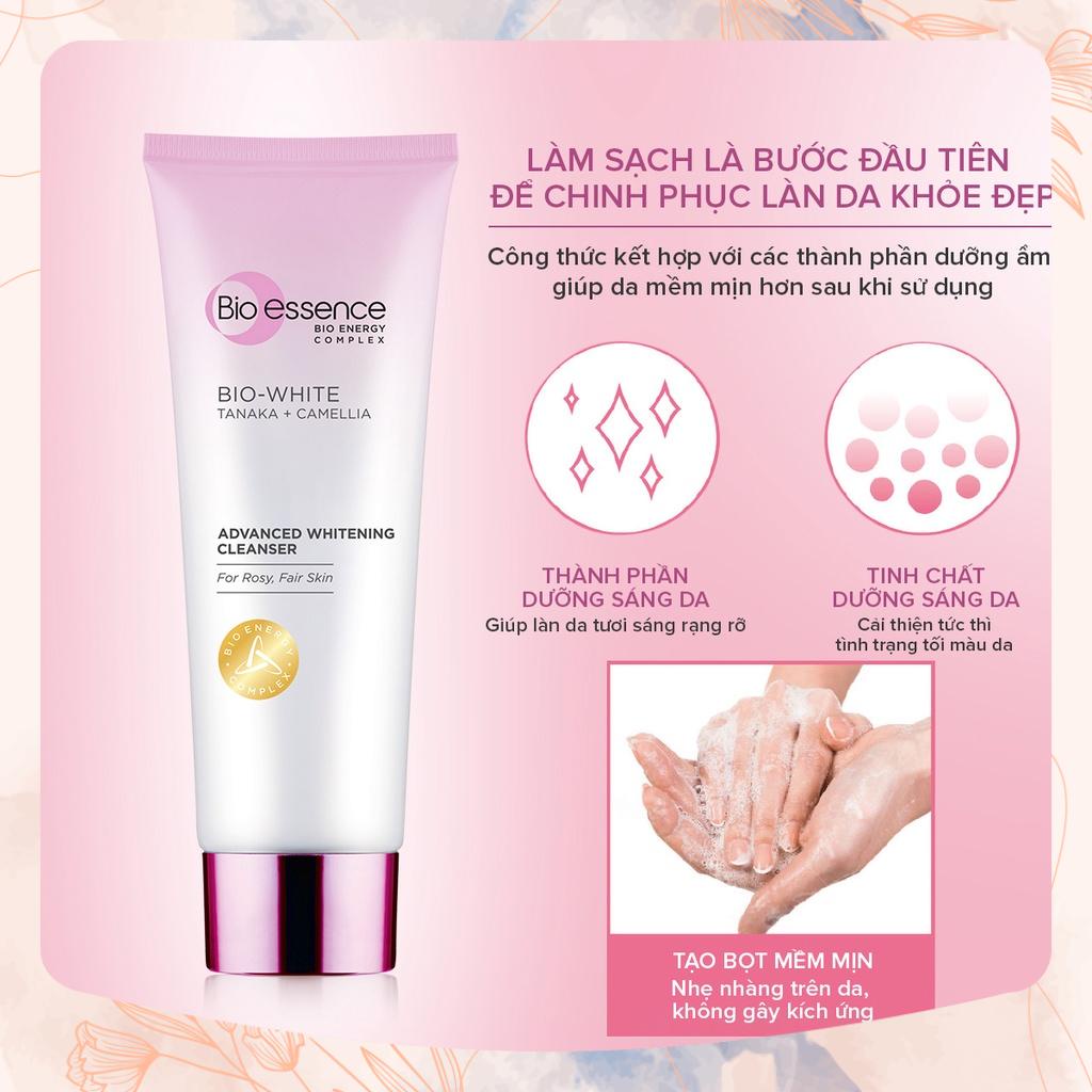 Sữa rửa mặt dưỡng trắng Bio-Essence Bio-White Advanced Whitening Cleanser chiết xuất Tanaka & Camellia 100g