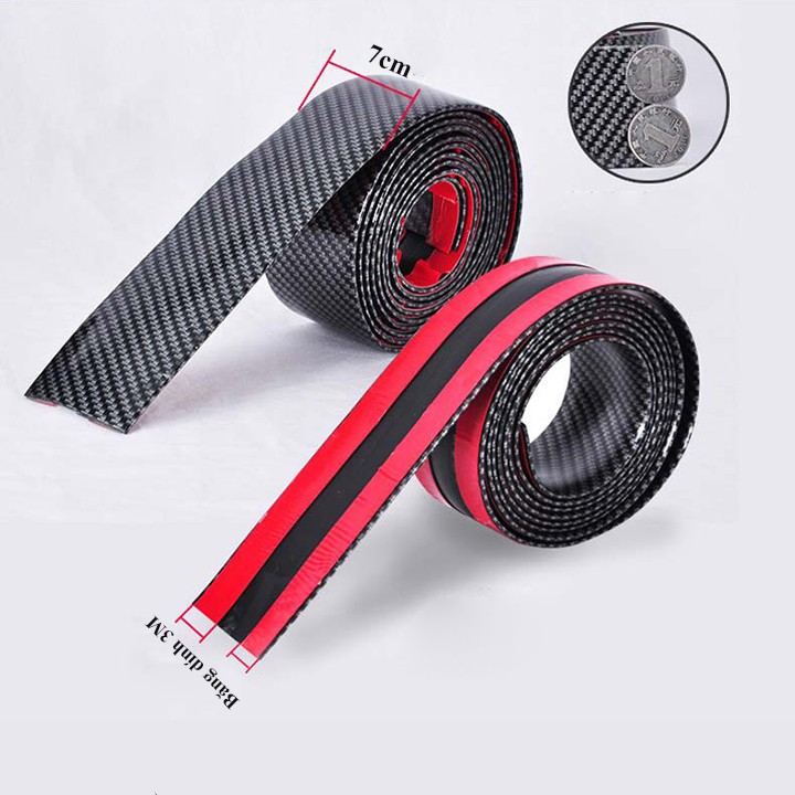 Miếng dán chống xước mạ cacbon cao cấp - Nẹp cacbon dán chống xước nhiều vị trí trên ô tô cuộn 1 mét