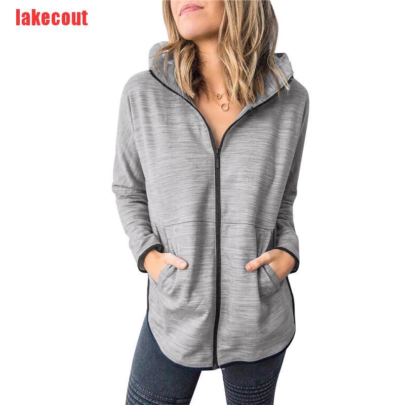 {lakecout}Women's autumn and winter coat zipper Hoodie Sweatshirt BZT