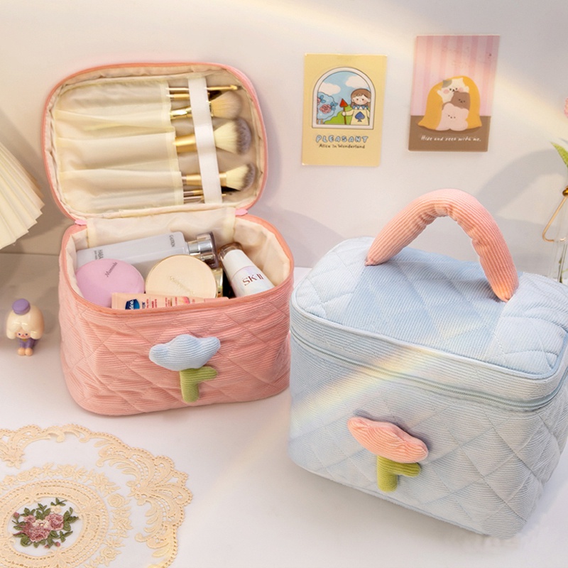 Túi Đựng Mỹ Phẩm Cỡ Lớn Họa Tiết Hoa Tulip Xinh Xắn