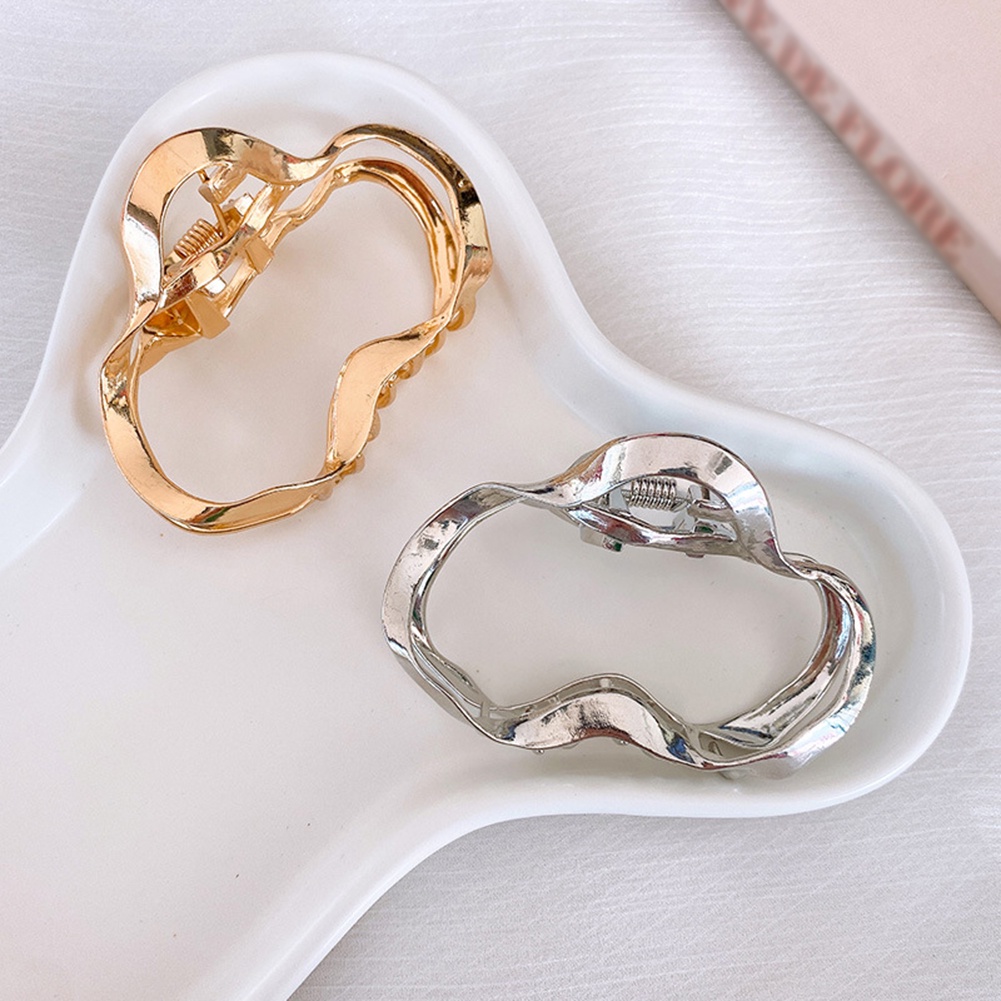 Kẹp Tóc Hình Học Rỗng Màu Vàng Bạc Thiết Kế Thời Trang Ngọt Ngào Cho Nữ