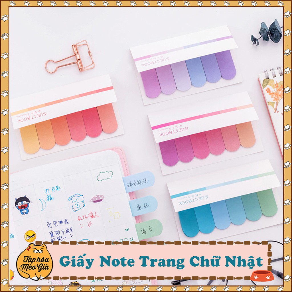 🌺Sticky note/giấy ghi chú/đánh dấu trang màu cầu vồng🌺