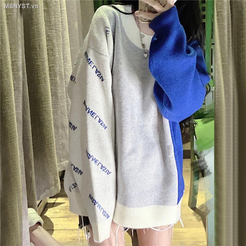 Áo sweater cổ tròn dáng rộng màu xanh dương kiểu Hàn Quốc thời trang thu đông cho nữ sinh [lót trong 7 ngày]
 | BigBuy360 - bigbuy360.vn