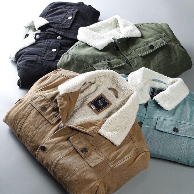 Áo Khoác Denim Lót Lông Unisex