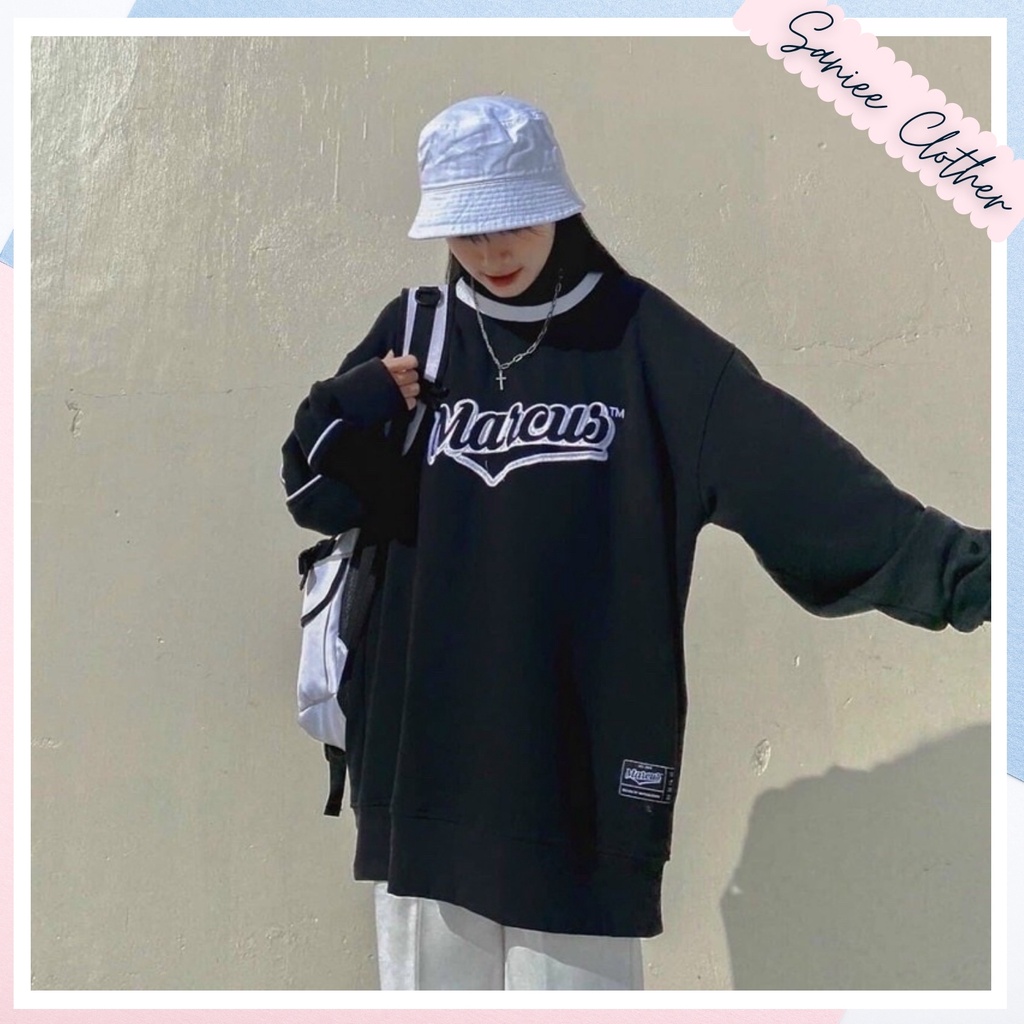 Áo Nỉ Nam Nữ SWT Marcus Tay Bồng Hai Màu Đen Trắng Saniee Clother | BigBuy360 - bigbuy360.vn