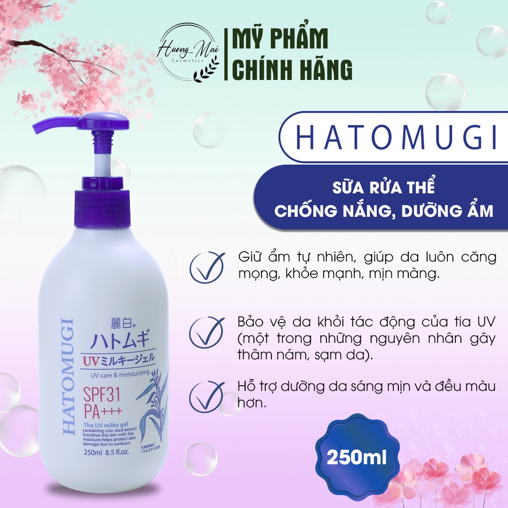 Sữa dưỡng thể Ý dĩ Hatomugi SPF31 PA+++ 250ml Nhật Bản