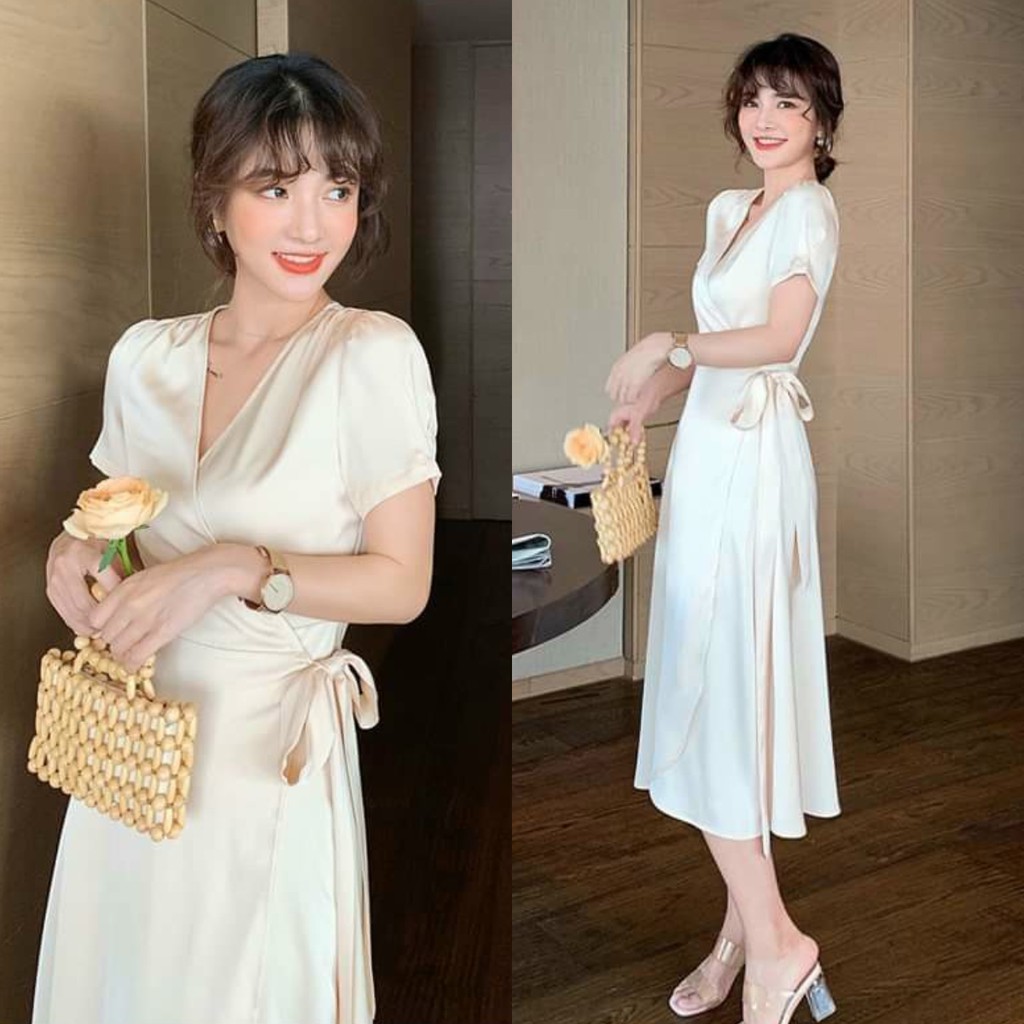 Đầm Thiết Kế❤Đầm Nữ Đẹp Dáng Dài Chéo Tà Xinh Lung Linh SK106