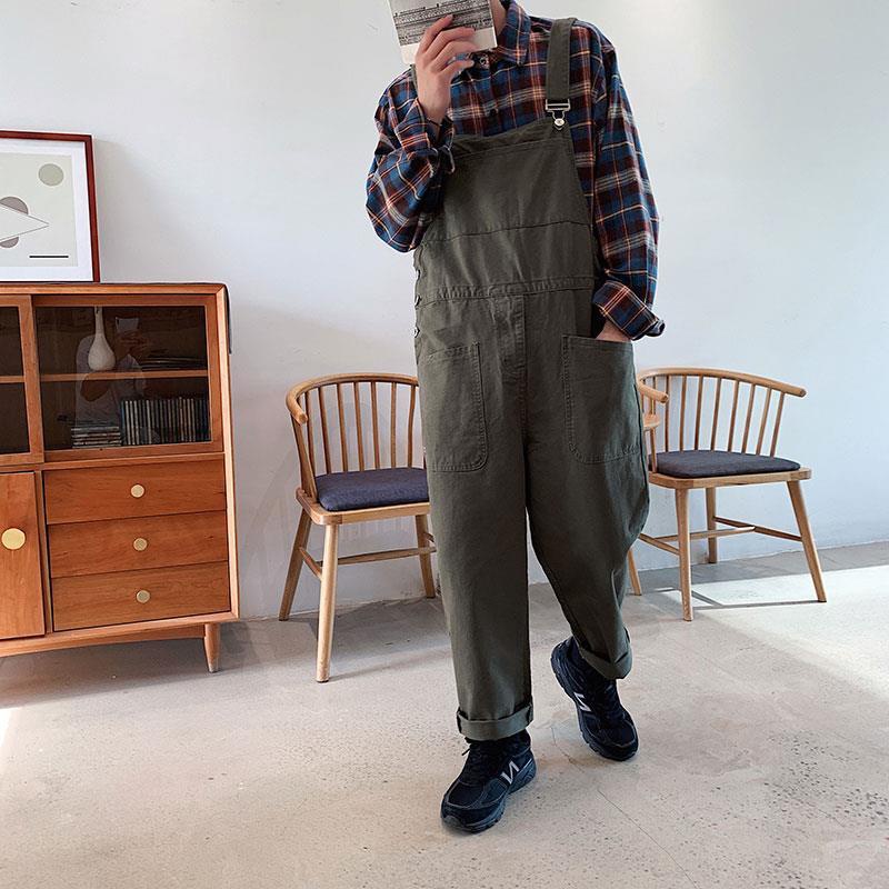 Quần Yếm Một Mảnh Ống Rộng Phong Cách hip hop Nhật Bản Dành Cho Nam