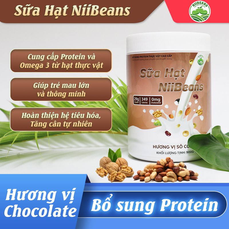 Sữa hạt NiiBeans Dinh Dưỡng Óc Chó Hương vị Socola 900G