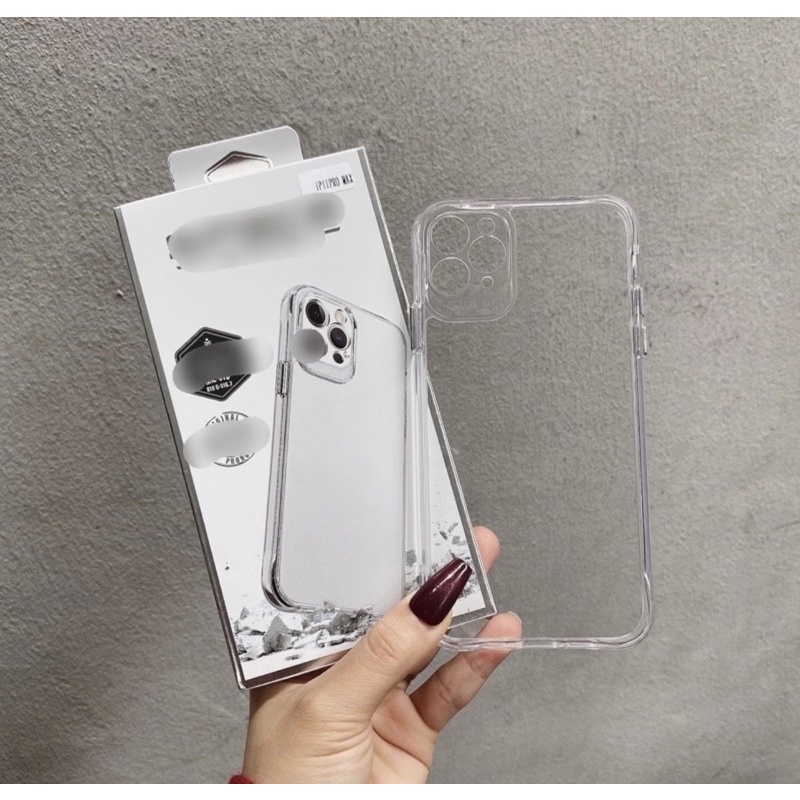 ốp LƯNG IPHONE TRONG SUỐT SPACE CHỐNG Ố VÀNG NÚT BẤM KIM LOẠI