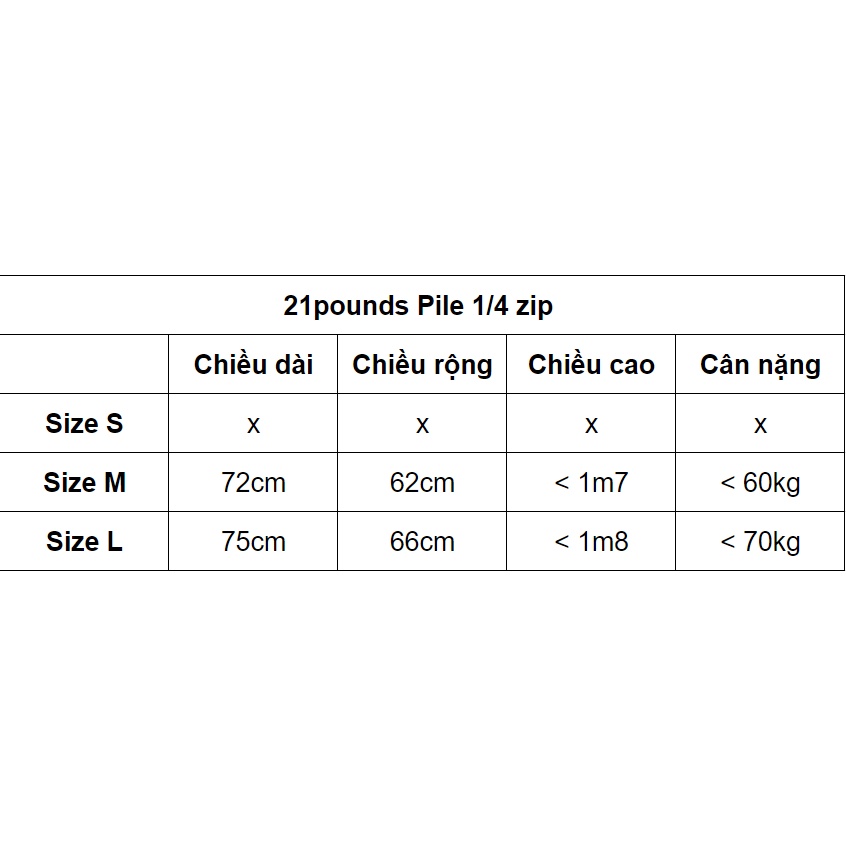 Áo bông quarter zip logo thêu 21pounds